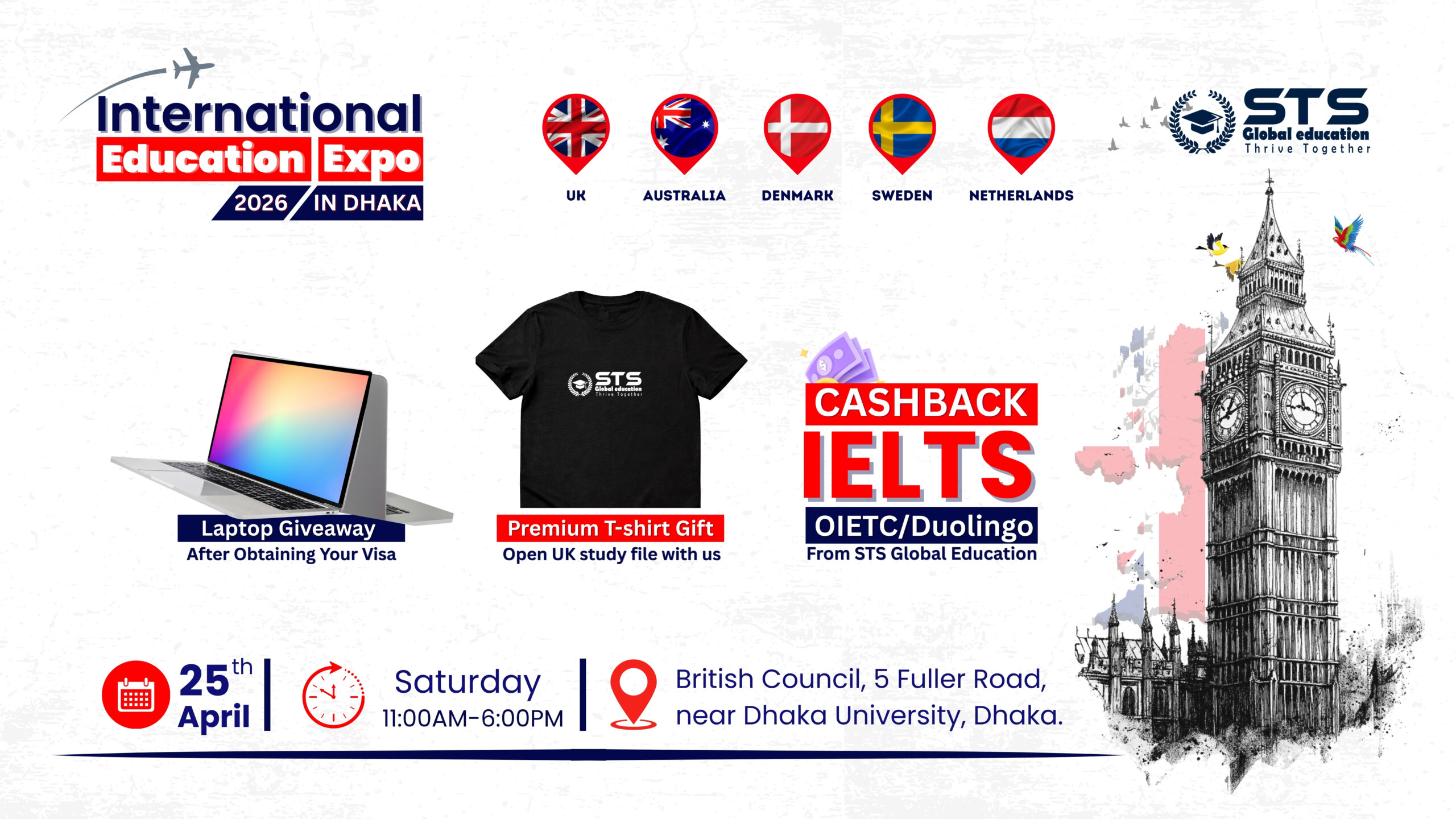 Join our International Education Expo! Explore study abroad options, meet top universities, get free counseling & scholarships, and apply with no fees!